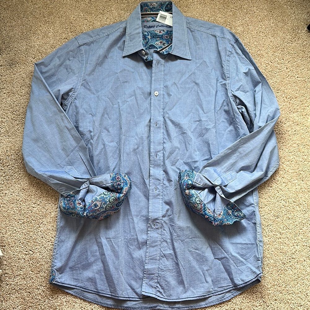 Report collection large button up with paisley accents